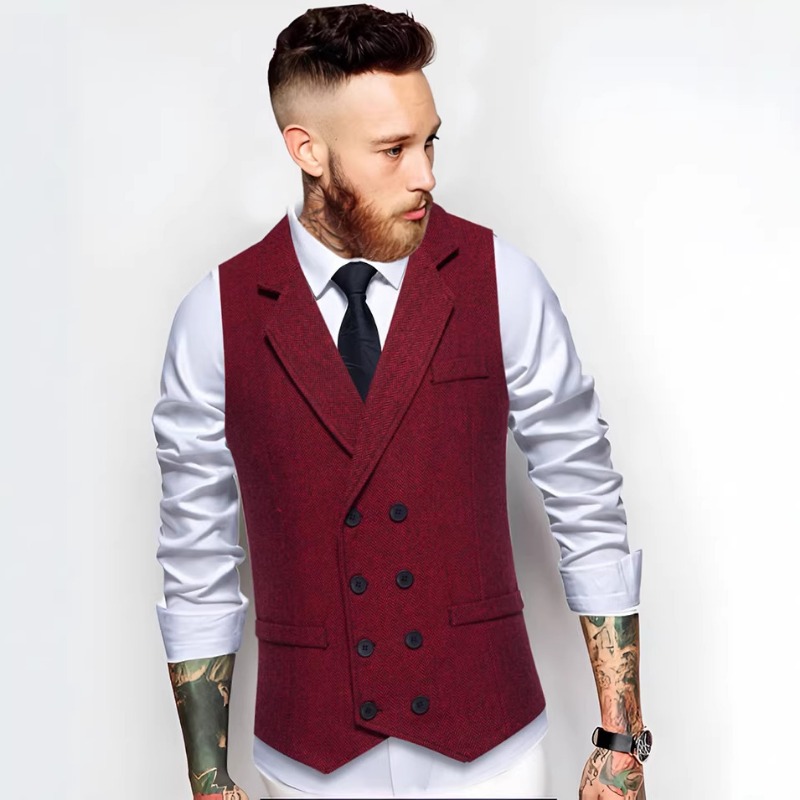 Men'S Formal Wear Waistcoat - Men's Herringbone Tweed Double Breasted Suit