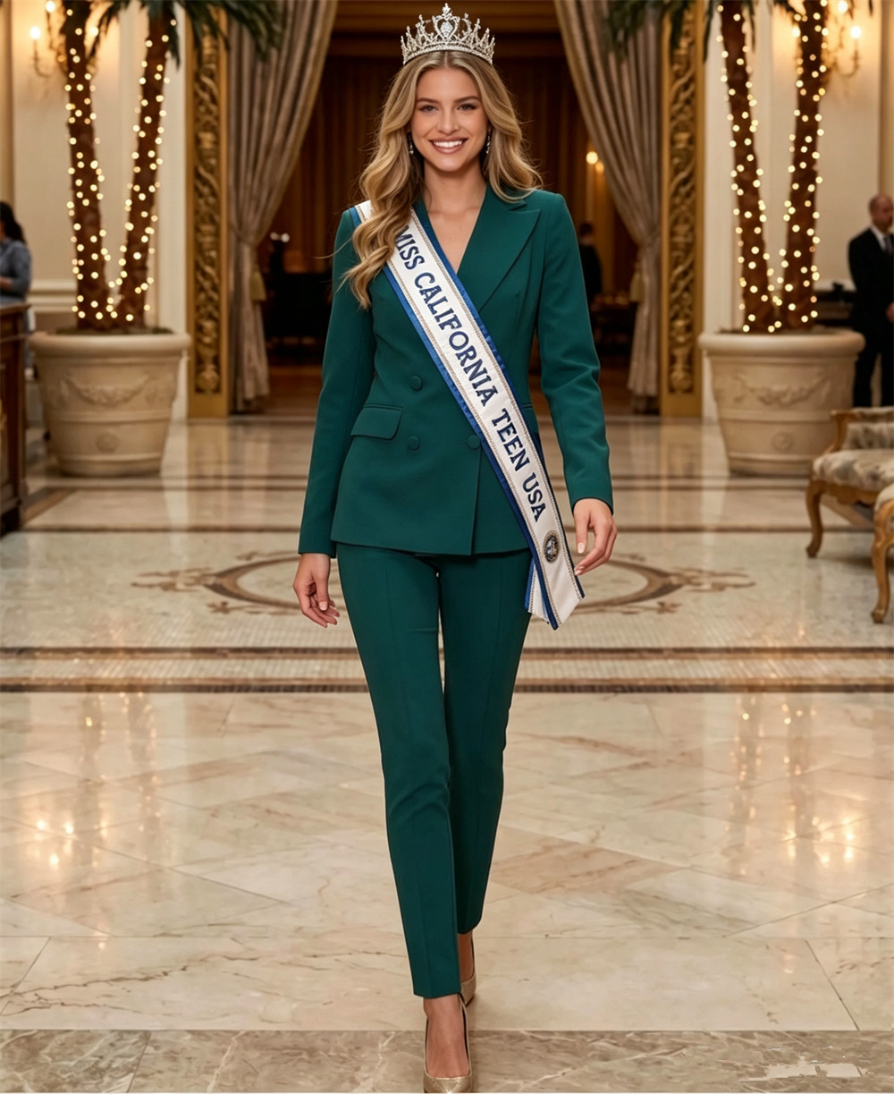Slim Fit Suit Set - Classic Emerald Green Women's Suit Set