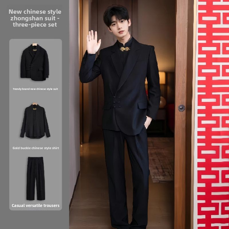 New Chinese Sle Buttoned Weddi - Men'S Formal Wear For Engagement recension och pris