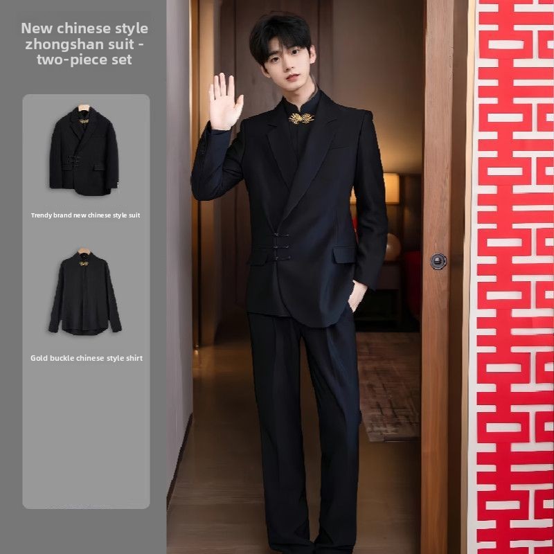 New Chinese Sle Buttoned Weddi - Men'S Formal Wear For Engagement recension och pris