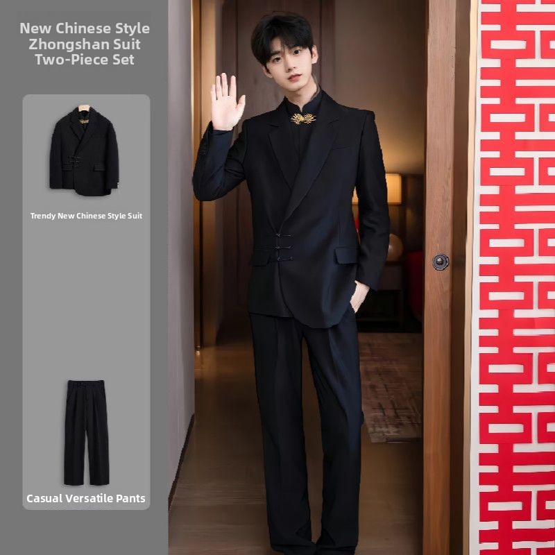 New Chinese Sle Buttoned Weddi - Men'S Formal Wear For Engagement recension och pris
