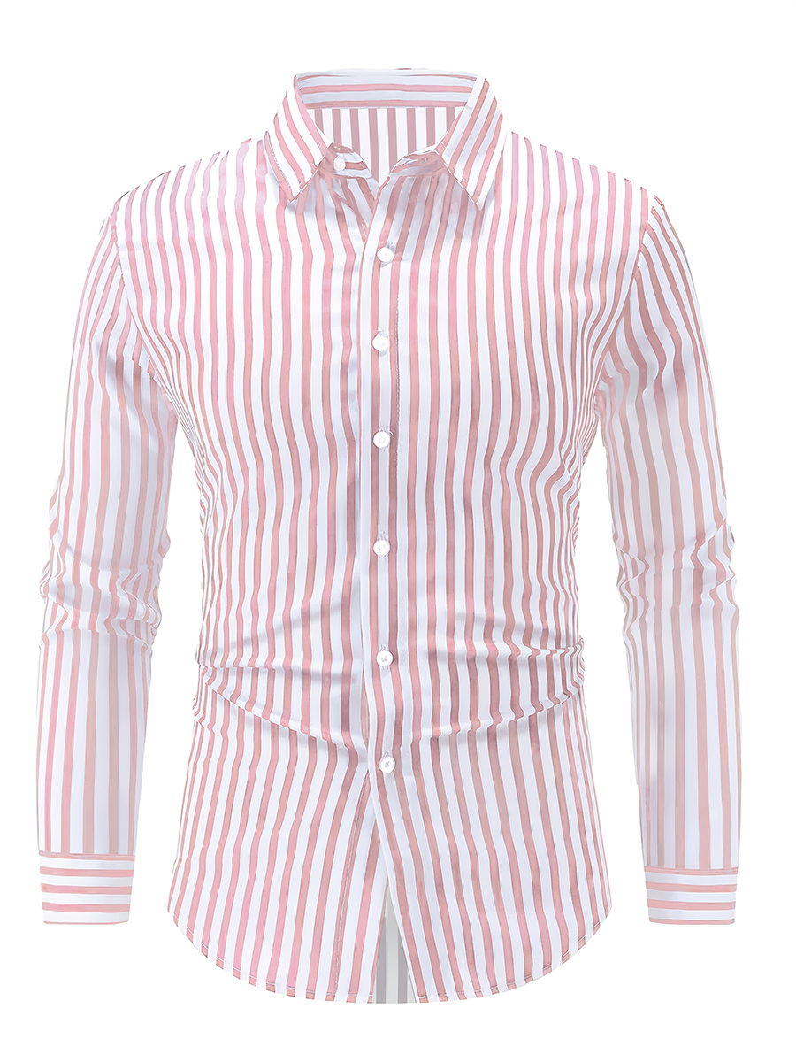 Men's long sleeved striped shi - Men Formal Wear Shirts recension och pris
