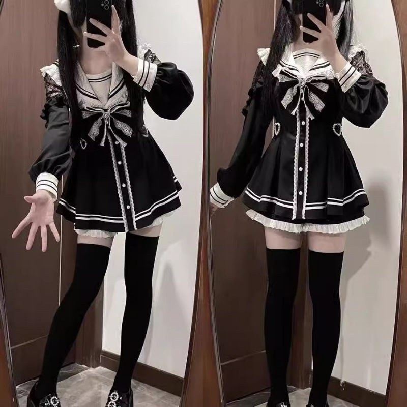 Jirai Kei Sailor Black Dress L - Slim Fit Suit Set recension och pris