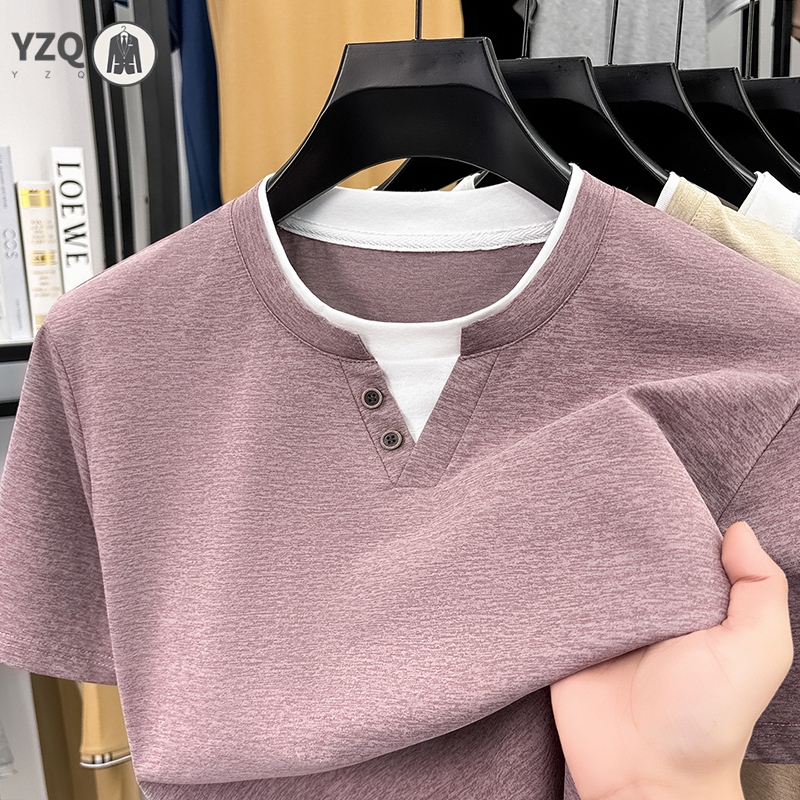 Mens Short Sleeve T Shirt Henl - Slim Fit Suit Set recension och pris