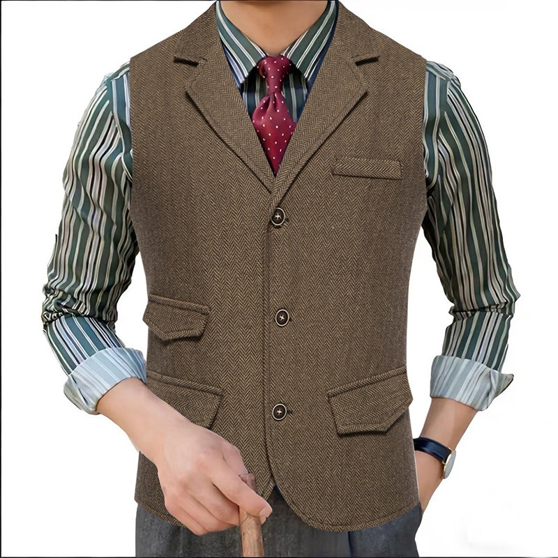 Men's Herringbone Tweed Suit V - Men'S Formal Wear Waistcoat recension och pris